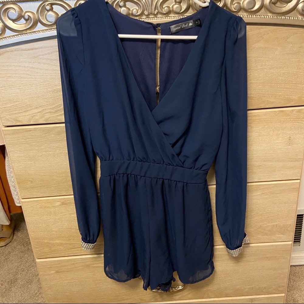 Blue Romper with Rhinestones